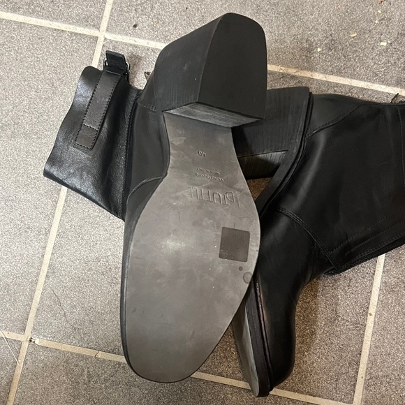 LD Tuttle women’s Sz 9 Black Leather Ankle Booties boots chunky whimigroth - Picture 6 of 11